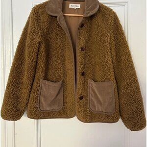 Alex Mill Sherpa Work Jacket Fleece Golden Khaki Brown Contrast Corduroy
